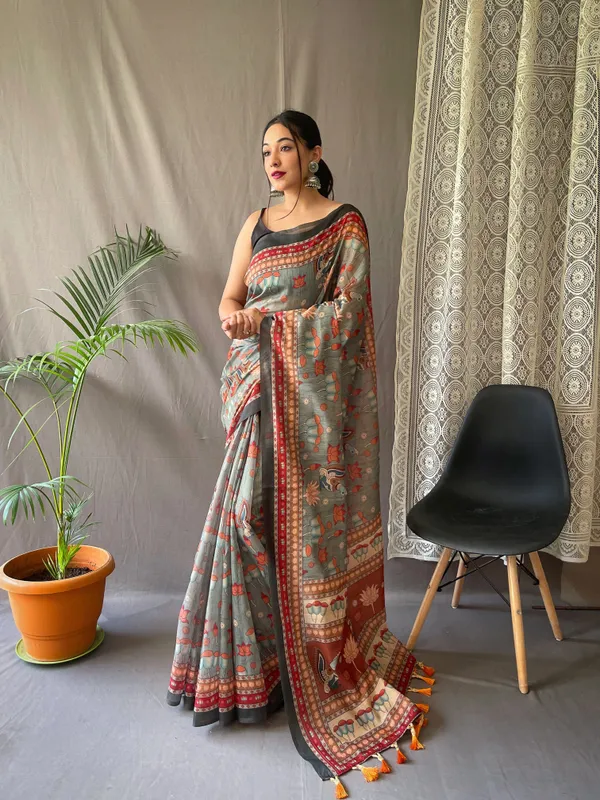Pearl_River_Grey_Pure_Malai_Cotton_Sarees_with_Digital_Printed_Work_With_Blouse_Piece_Attached